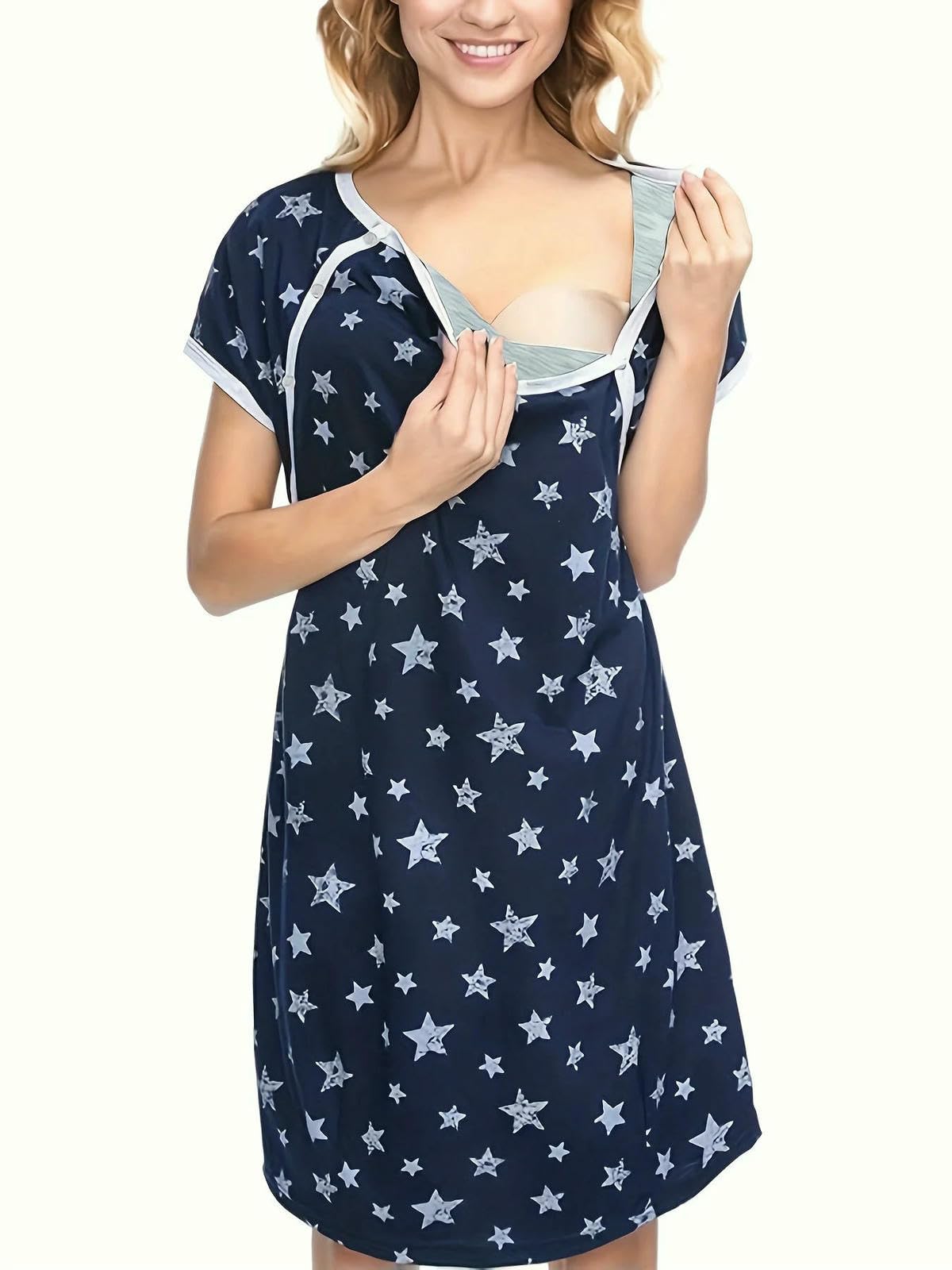 Pjs maternità Pjs Pigiameria Premaman Donne 3 In 1 Consegna Camicia da Notte Manica Corta Allattamento Al Seno Abito da Sonno Pigiama Premaman