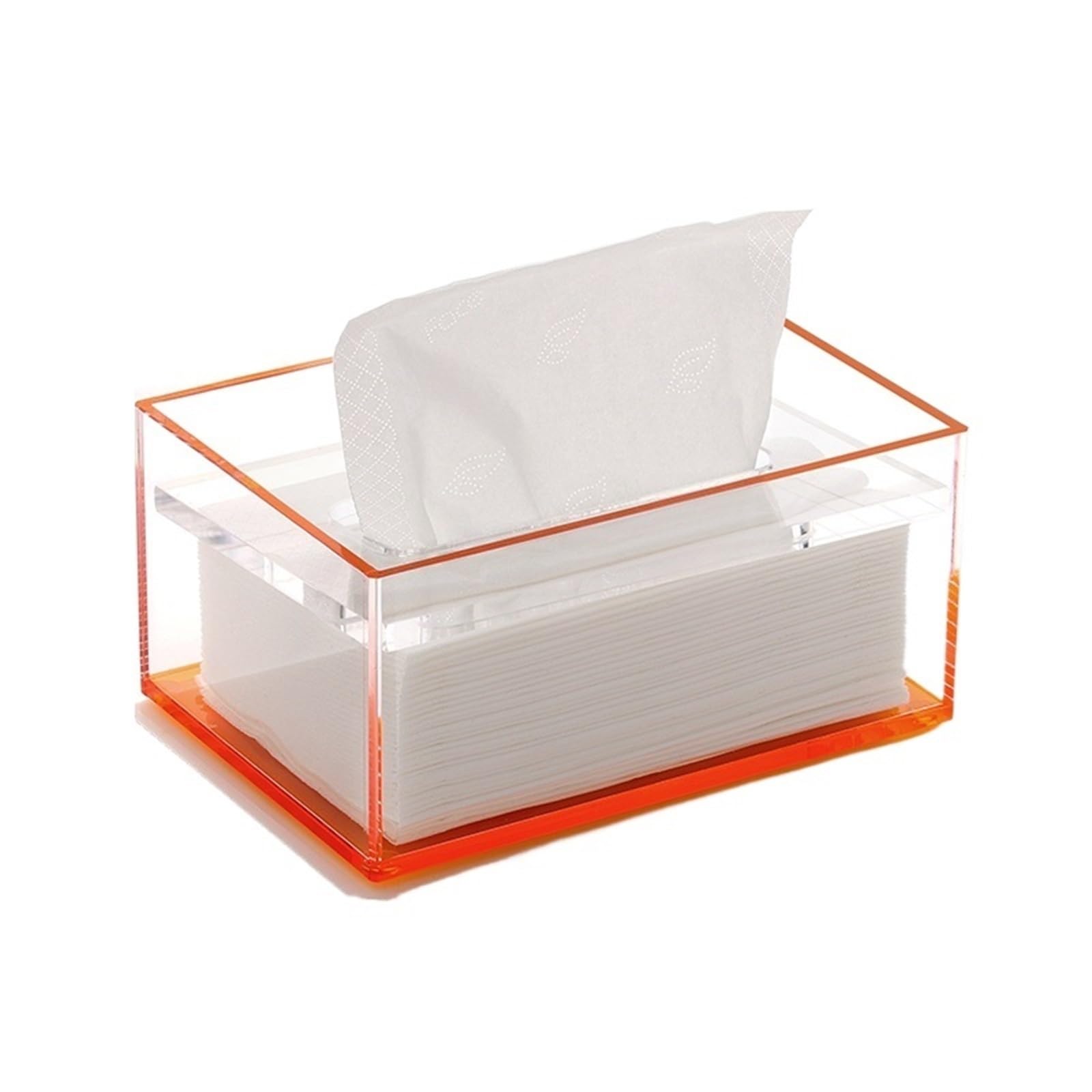 Multifunctional Tissue Box Holder Acrylic Tissue Box Cover Rectangular Facial Holder For Bathroom Kitchen Bedroom Office Decorative Napkin Holder(Orange,Large)