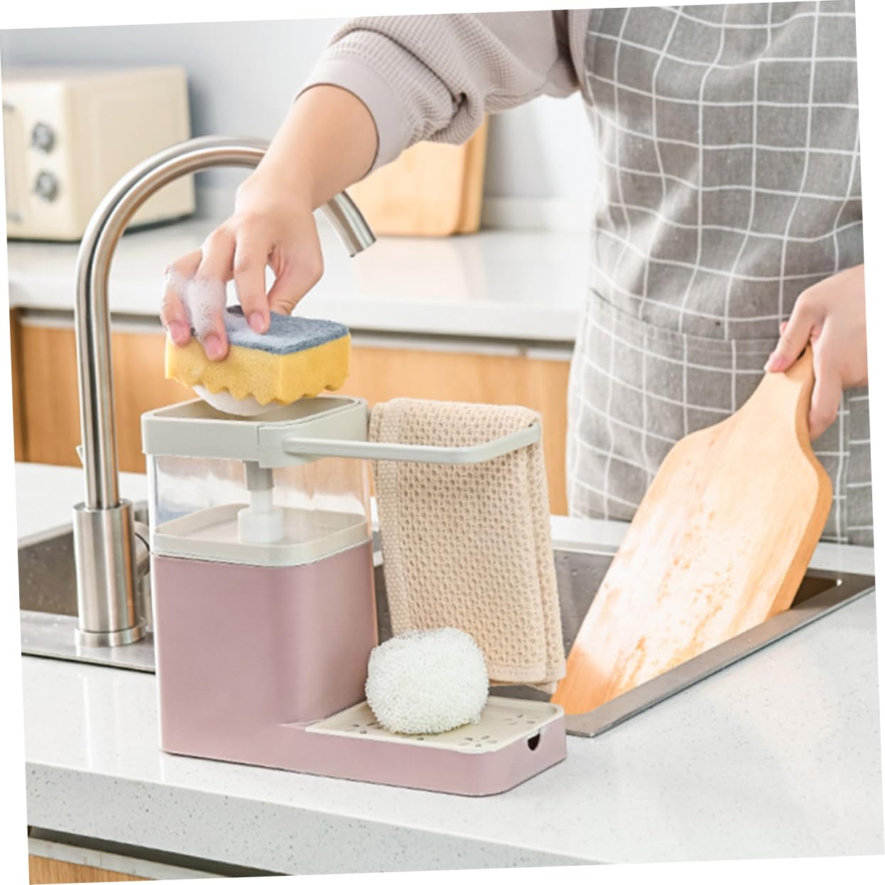 PRETYZOOM 1Pc Manual Soap Dispenser Liquid Soap Distributor for Kitchen and Bathroom Easy to Operate Unbreakable Material for All Liquid Soaps Convenient