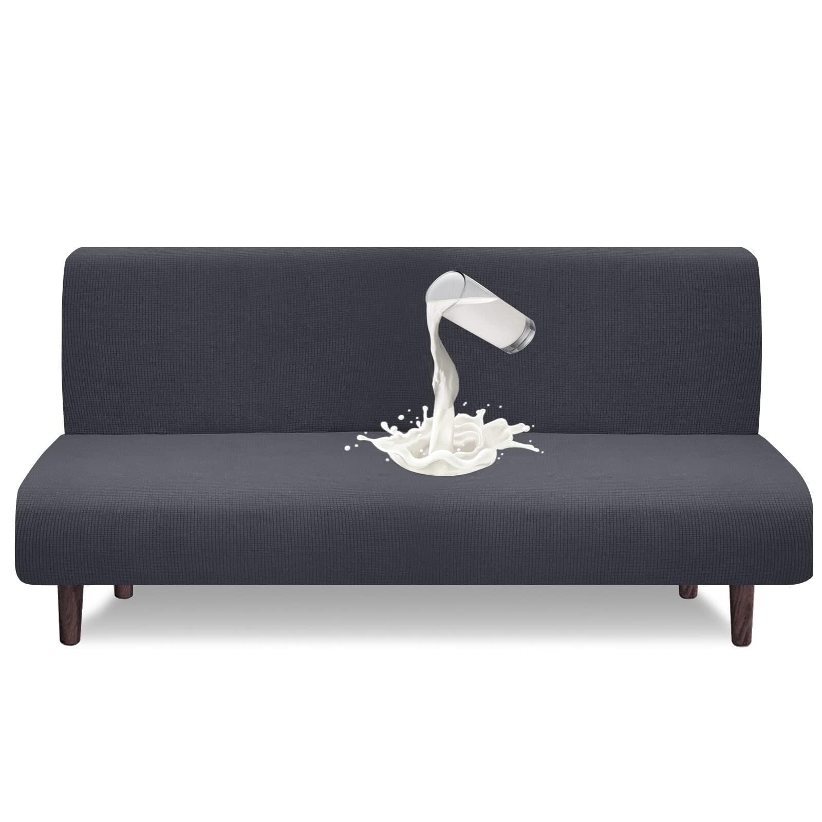 BUAOGDVG High Elastic Futon Waterproof Cover for Non-slip Armrestless Folding Sofa Bed(Grigio.)