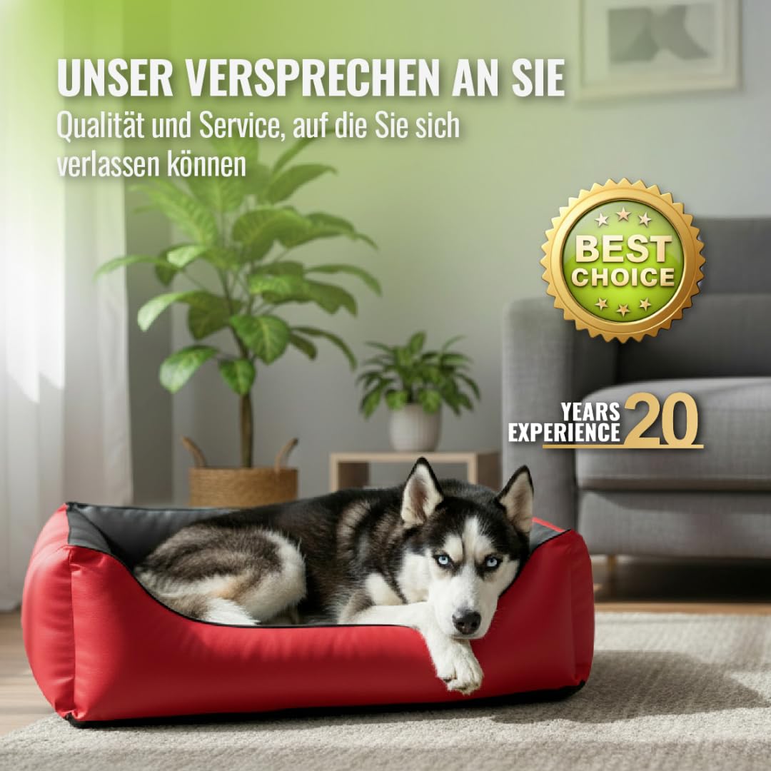 Cama para perros CopcoPet Rocco 2 en 1, impermeable y de piel sintética, con colchón de plástico para perros con espuma de copos o espuma viscoelástica ortopédica