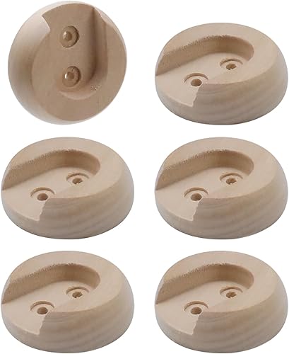 Wealrit Soporte de barra de cortina de madera para armario, 6 soportes de ducha, soportes en U, tapas de extremo de soporte para clavijas para