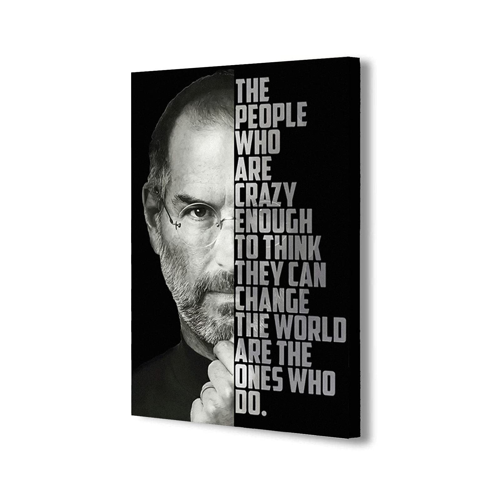 Leinwandbild, gerahmter Kunstdruck von Steve Jobs, berühmtes Zitat. Verschiedene Größen (A2 24x16 Zoll)