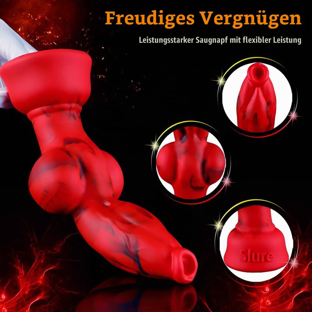 Jixaxe Realistischer Hund Groß Knoten Dildo Silikon Tier Penis Nachbildung Analdildo mit Saugnapf Analplug Butt Plug Hundedildo G-Punkt Stimulator Prostata Massage Sex Spielzeug für Frauen Männer (XL)