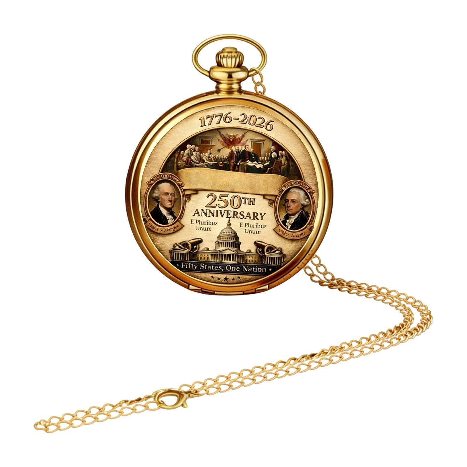 Générique Montre À Gousset | Bijou Drapeau US 250e Anniversaire | Vintage Montre à Gousset pour Collection,pour Hommes Femmes Bureau Maison Voyage Mariage Soirée Fête des Pères