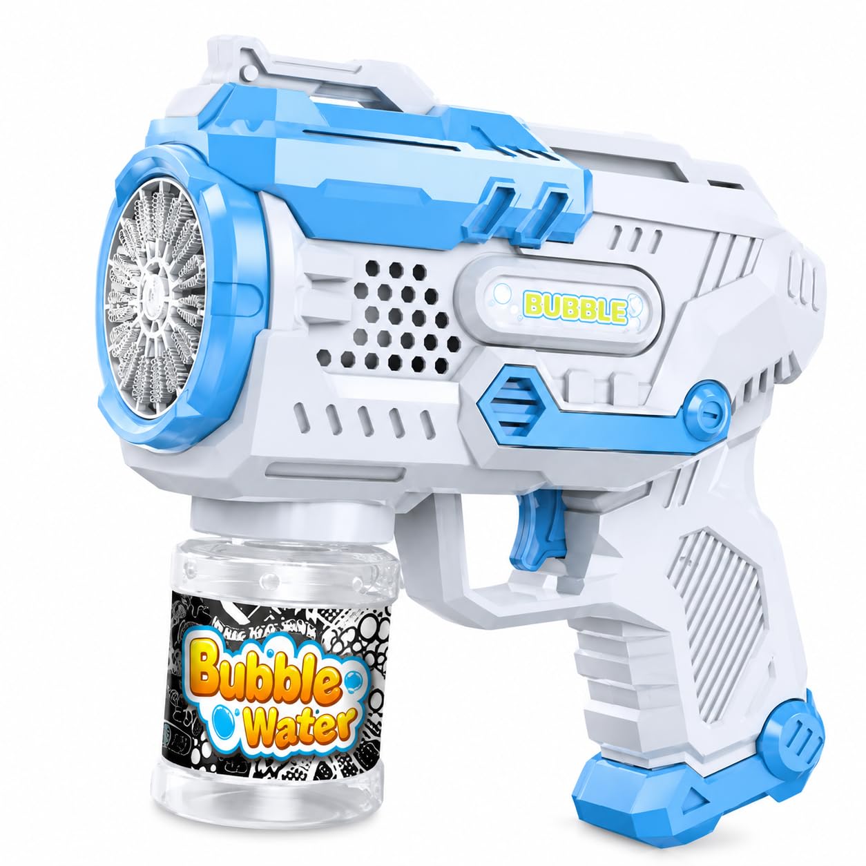 Electric Bubble Gun for Kids 3+ | 15 Hole Automatic Bubble Maker Toy with LED Lights | Leak-Proof Bubble Bottle | Easy Trigger & Ergonomic Grip (Blue)-image-22