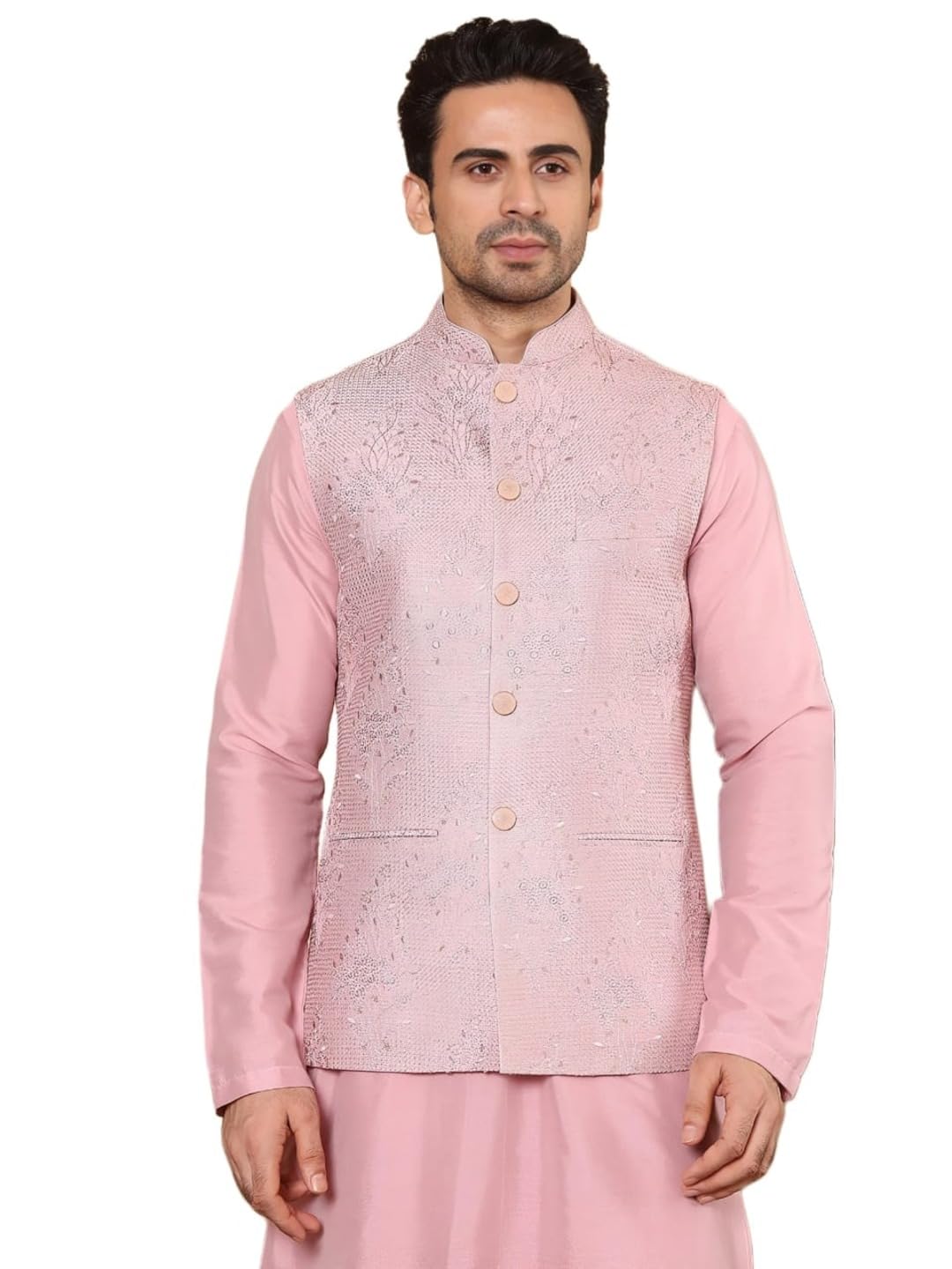 ms multi shades Men's Woven Design Embroidered Nehru Jacket-picture-29