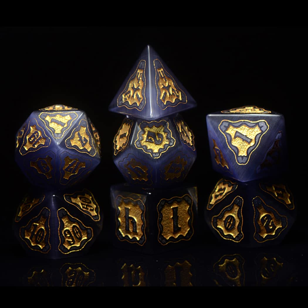 Role Playing Dice, Pretty Purple Opal D&D Dice Set, Dungeons and Dragons Polyhedral Dice Set for Table Games, TRPG, Creative Gifts