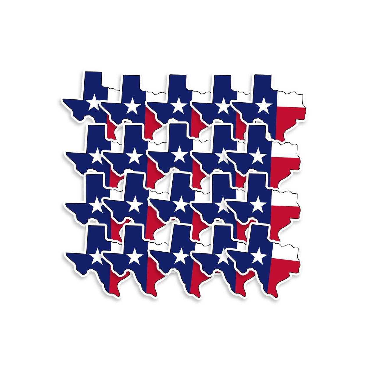 STICKY DUDE | 20 pcs Texas Flag State Solid Sticker Vinyl Waterproof 2.5", Cup Cooler Box Decal Car Laptop Wall Window Bumper