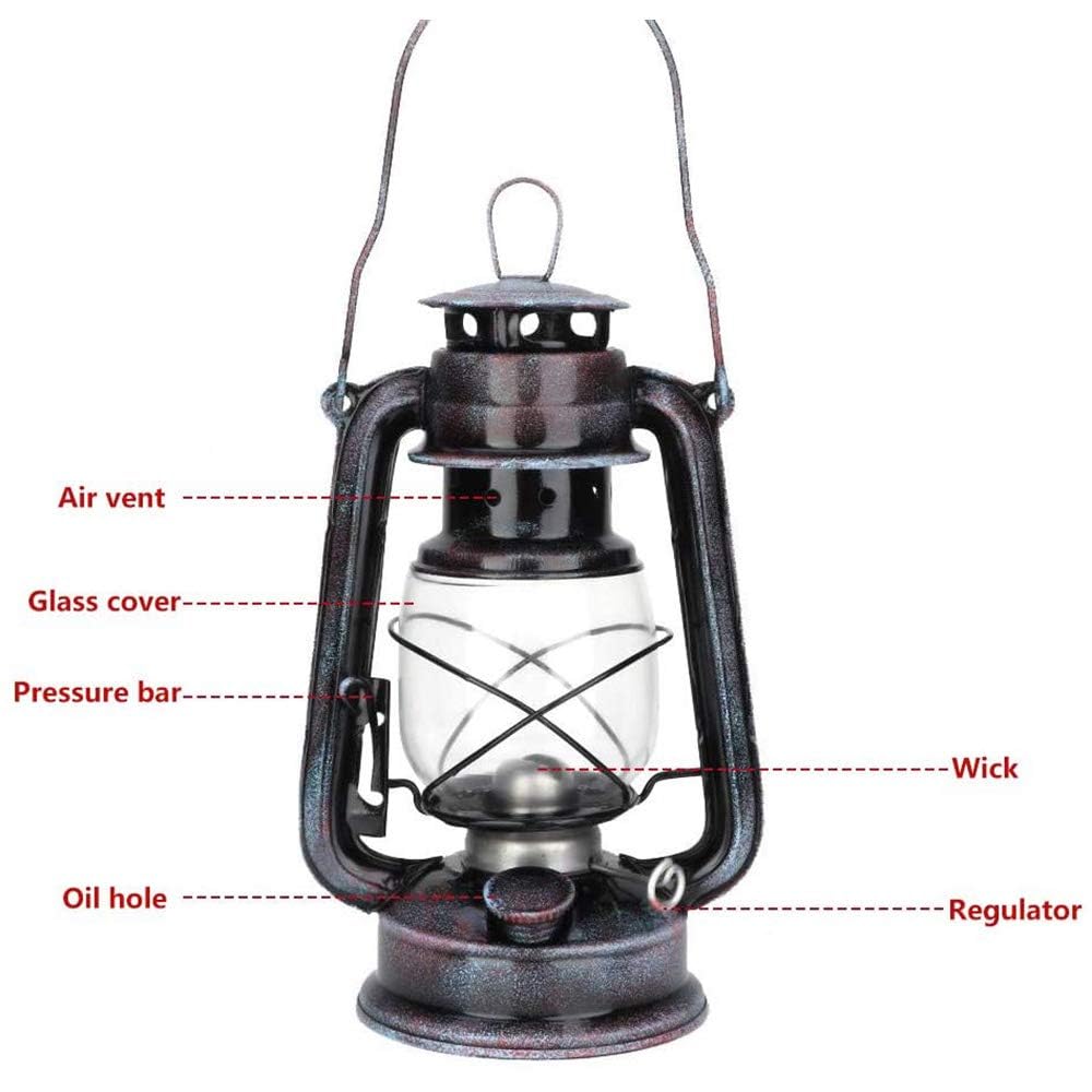 Lanterne à Huile Kérosène En Laiton Jaune Vintage - Lampe Tempête Décorative Rustique Pour Intérieur Et Extérieur Couvert