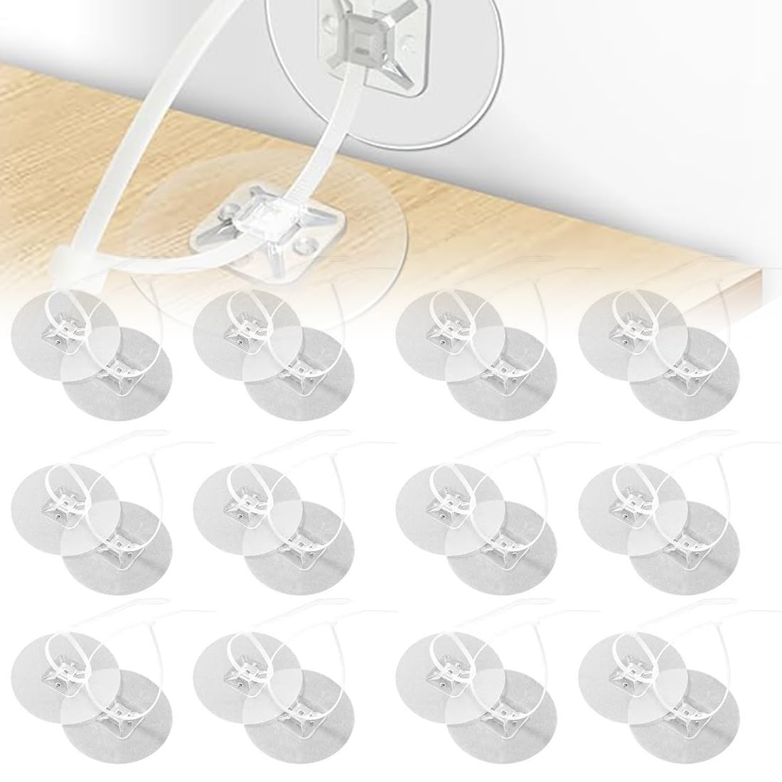Anclajes de Pared Sin Taladro Autoadhesivo para Bebé Protección,Correas de muebles antivuelco, Cerraduras de Seguridad para Niños,Fijación de muebles de pared, armarios, cómodas (24 piezas)
