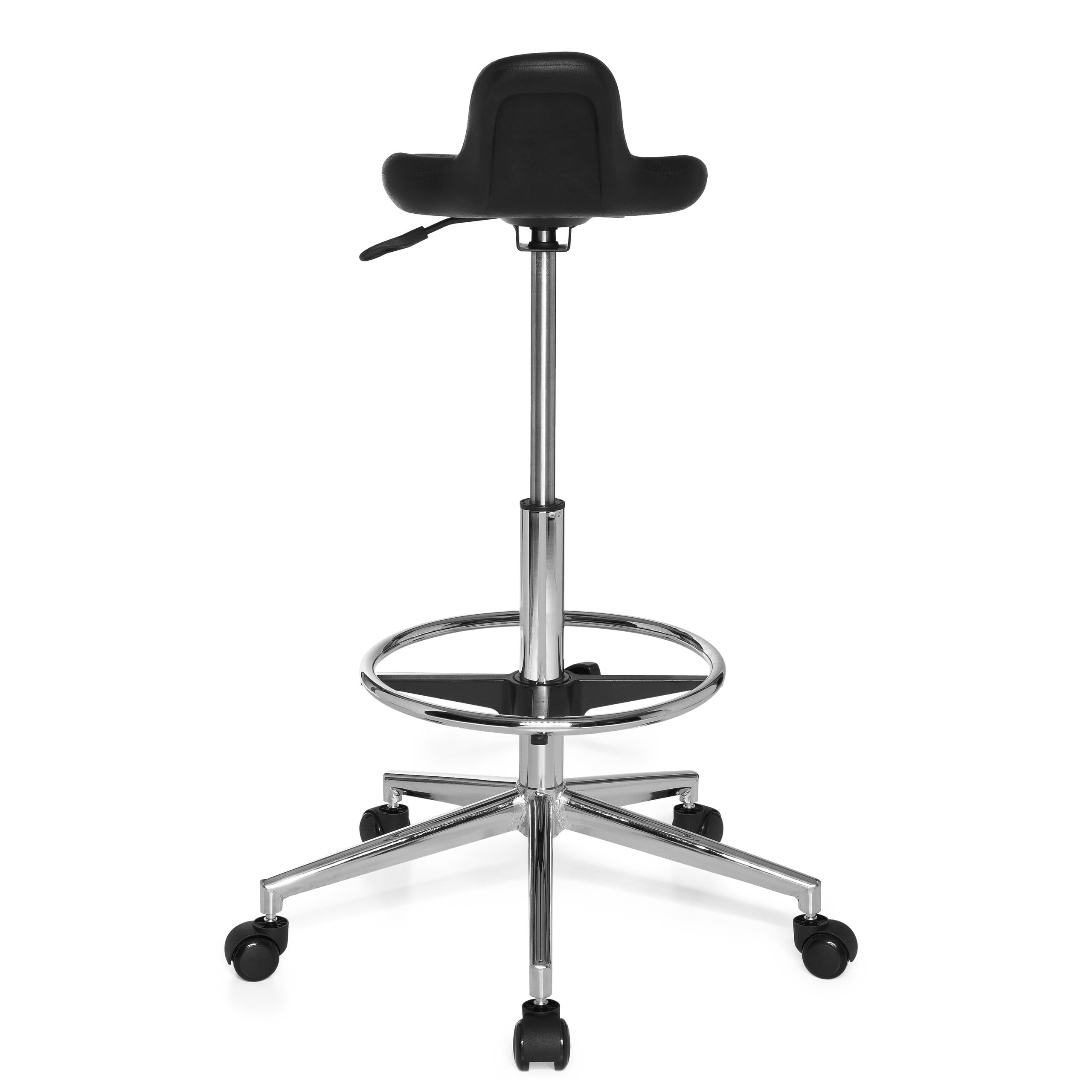 hjh OFFICE 665160 Taburete de Trabajo Top Work 03 Espuma rígida Negro, Asiento Antideslizante, Muy Alto, Silla de Trabajo, Taburete Cocina