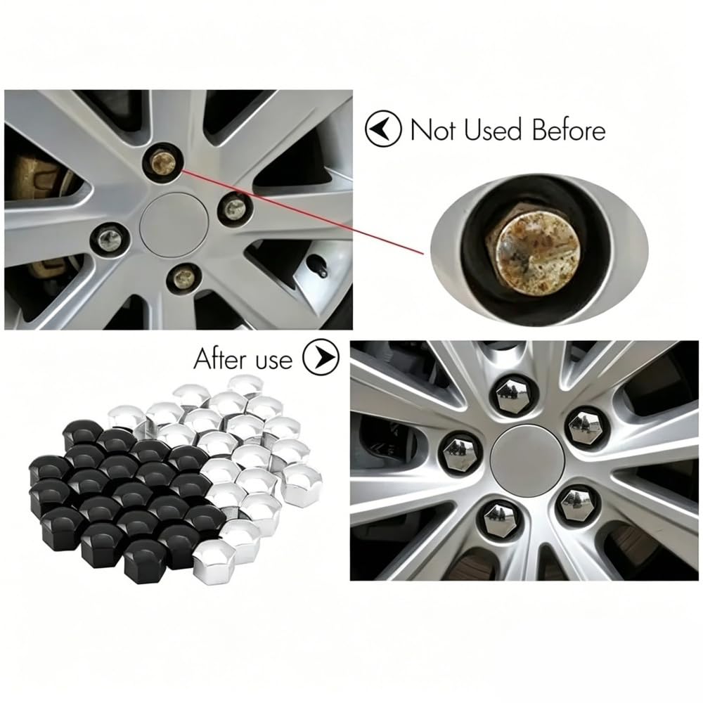 20 Piezas Cubre Tornillos Llantas para Tesla Model S, Tapa de Tuerca de Rueda Tapones Protección de Pernos con Herramienta,Silver-21mm