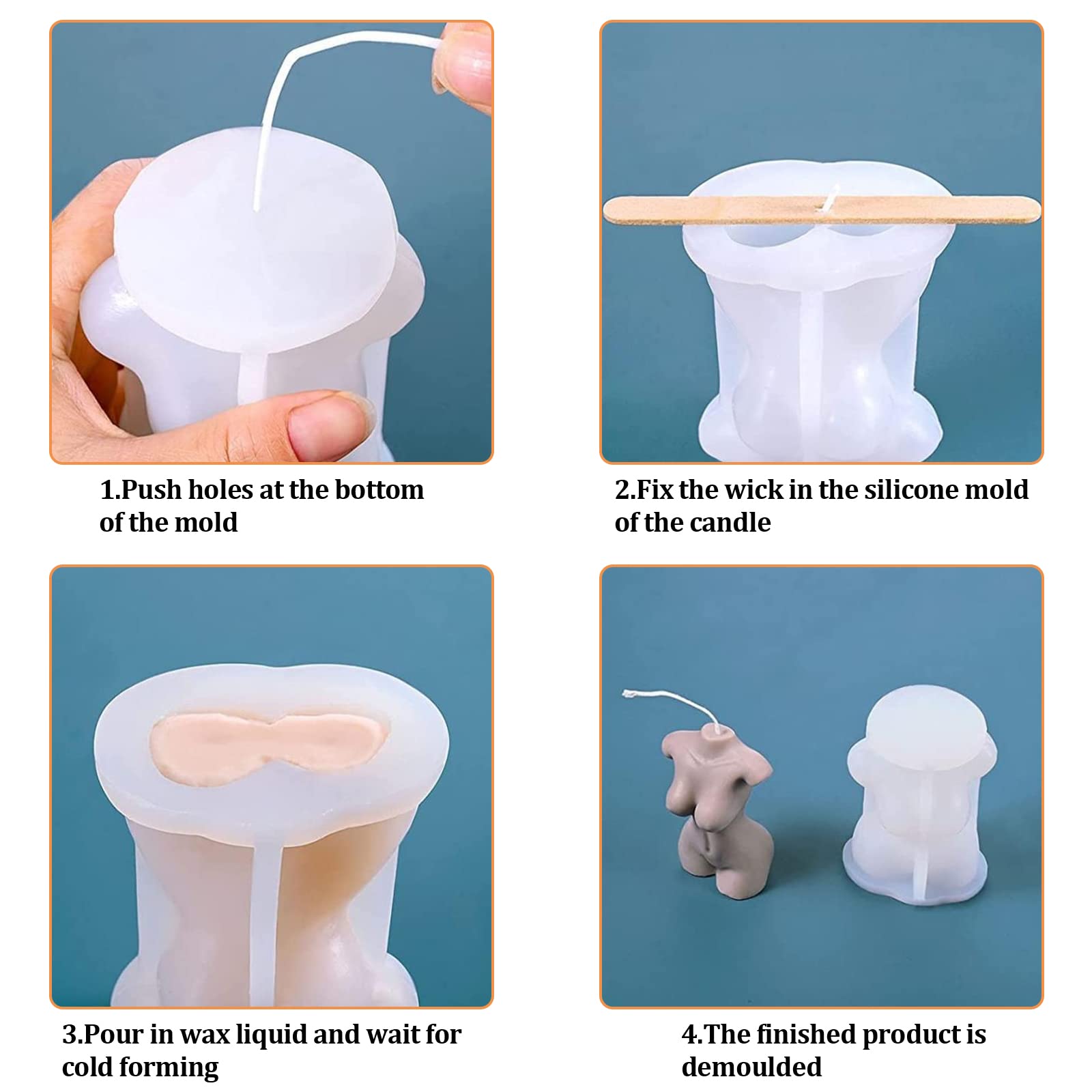 Silikon Kerzenform Frauenkörper – 3D Gießform Für DIY Kerzen, Seife & Desserts, Größe Ca. 9x6,5 Cm