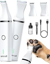 oneisall Paw Trimmer for Dogs with Double Blades, 2-Speed Clipper Dog Paws Quiet Dog Clipper for Paws, Eyes, Ears, Face, Body (White)