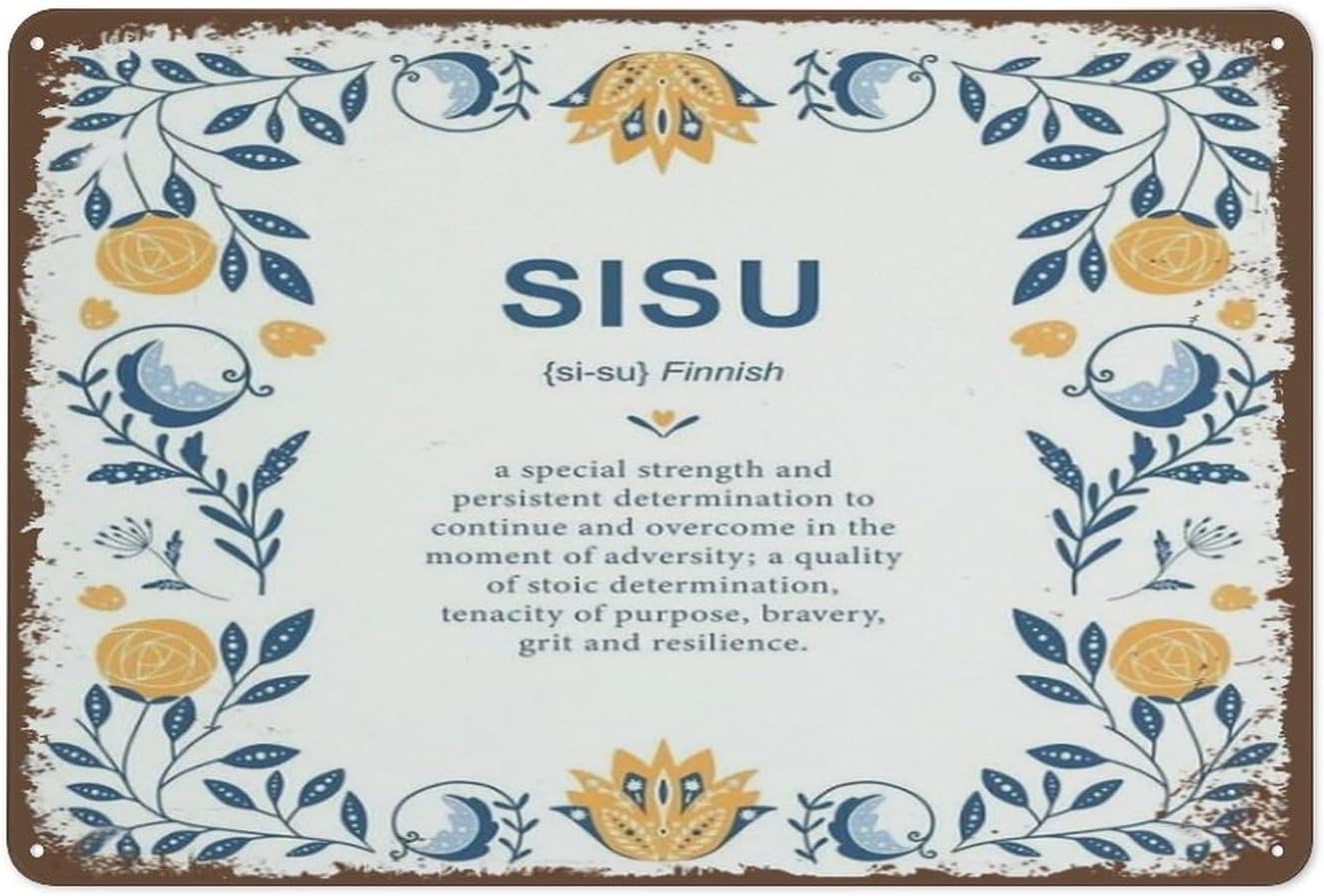 Sisu Definition Nordic Style Vintage Metal Tin Sign Funny Wall Art Decor for Home Bar Cafe 8x12 Inch