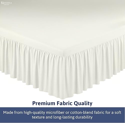 Miniatura 6 de KP Linen Falda de cama con volantes con esquinas divididas, tamaño King (caída de 21 pulgadas), falda de cama con volantes de plataforma con