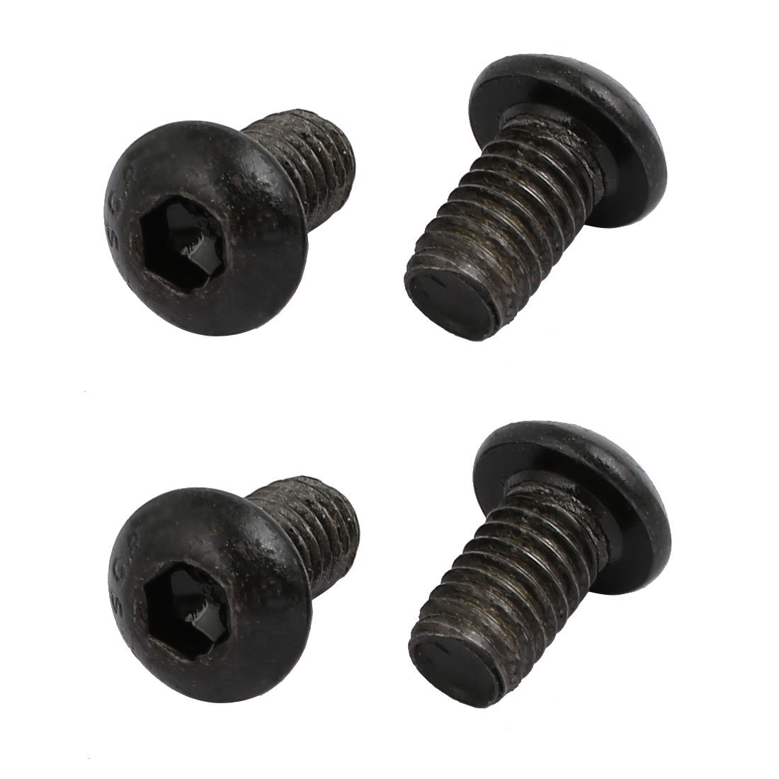 Uxcell Black Sourcingmap 10.9 Grade M6x10mm Round Head Inner Hex Socket Left Hand Thread Bolt 4Pcs