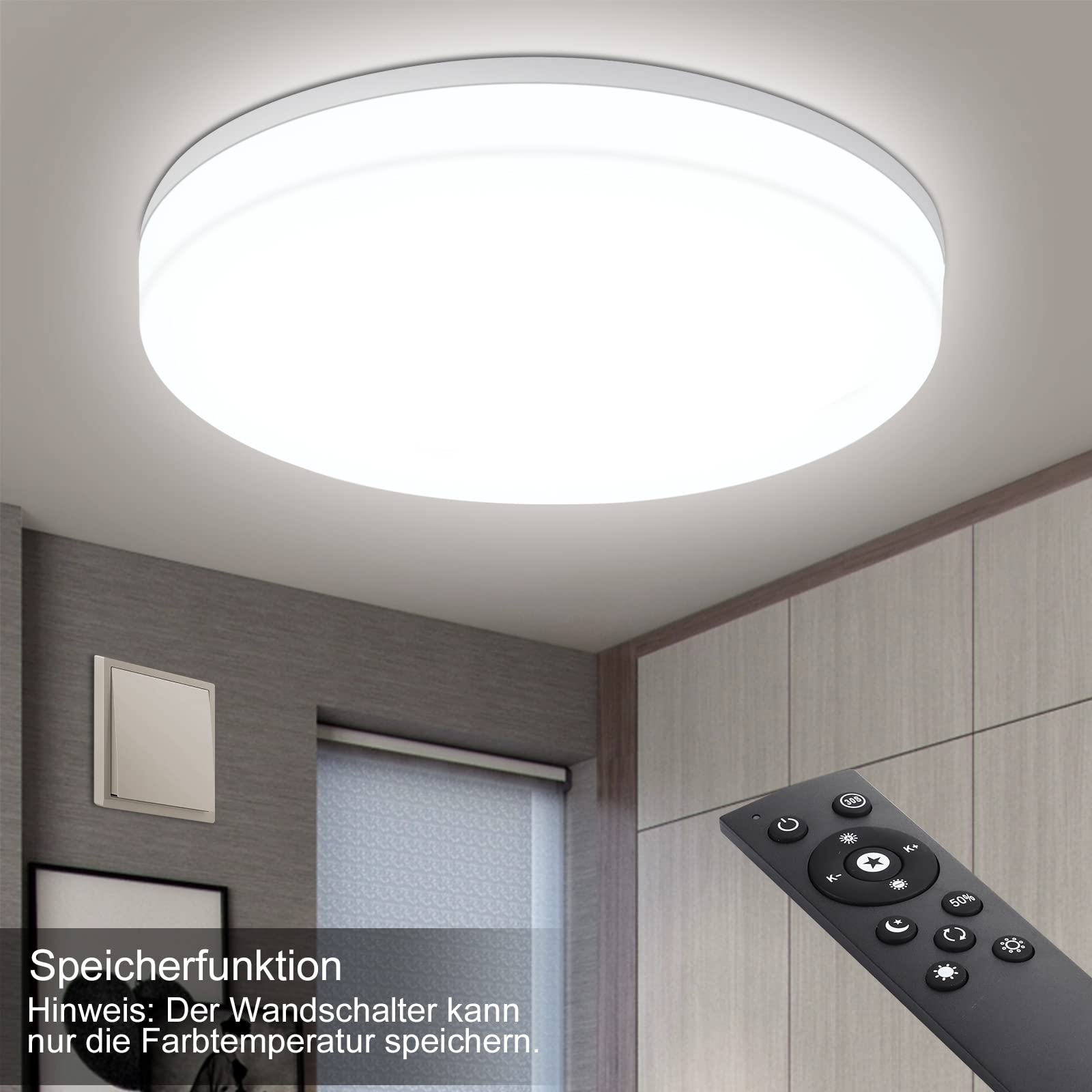 RGB led-plafondlamp, dimbaar met afstandsbediening, 36 W