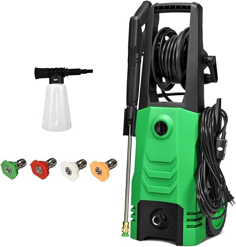 Goplus Lavadora a presión eléctrica de 3500 PSI, 2.6 GPM, 1800 W, lavadora portátil de alta potencia con 4 boquillas para limpieza de valla de