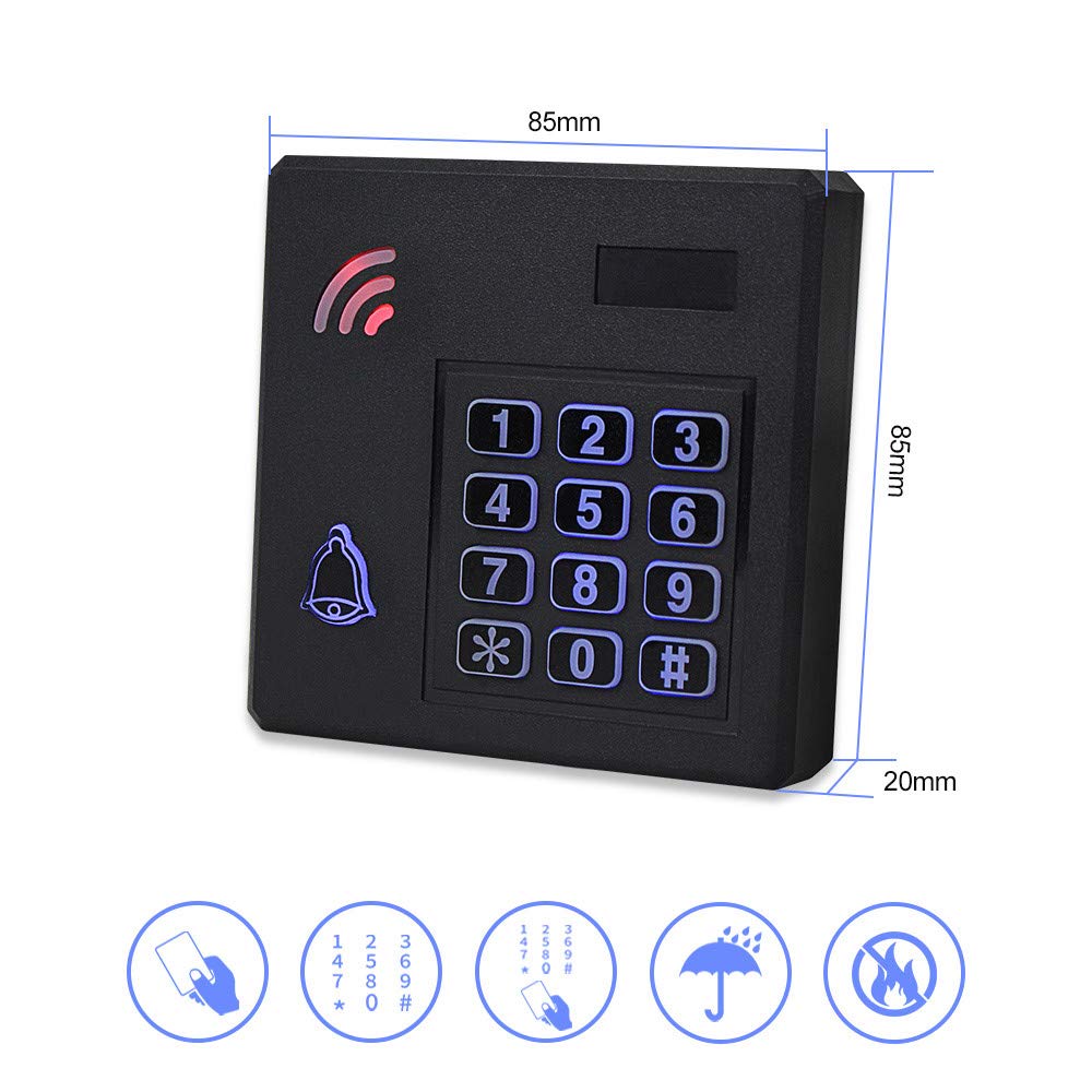 HFeng Tastiera di controllo accessi RFID impermeabile IP68 Wiegand 26 Sistema di controllo accessi per porte esterno 125KHz con tag portachiavi EM4100 da 10 pezzi