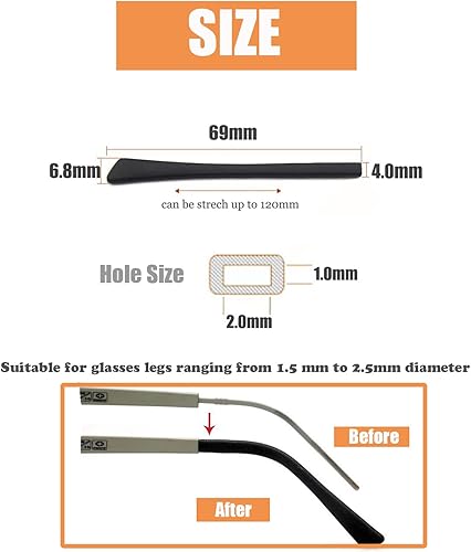 Miniatura 6 de Puntas de extremo de lentes de repuesto, calcetines de silicona antideslizantes para las orejas, funda de tubo, puntas de templo para piernas de