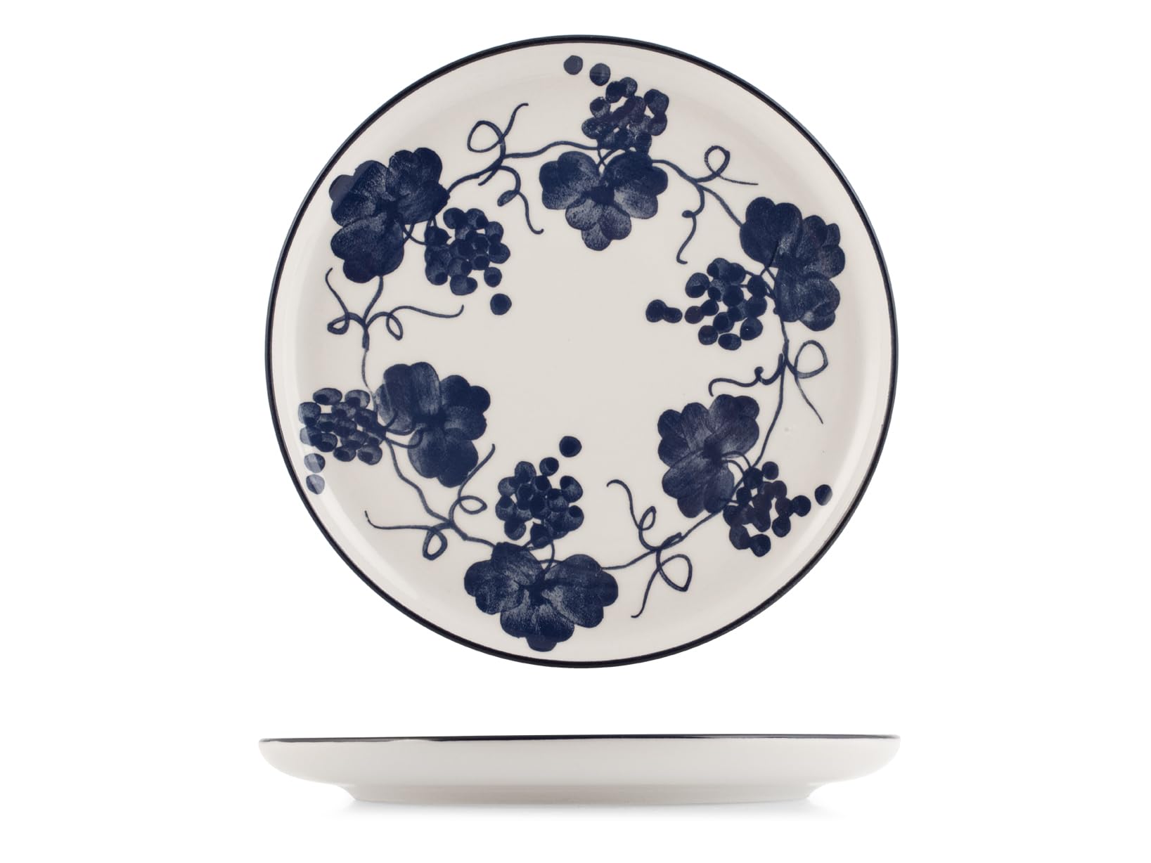 H&H – Vajilla Provence de 18 Piezas en Stoneware Decorado – Servicio de Mesa para 6 Personas con Platos de 26, 20,5 y 20 cm – Apta para Lavavajillas y Microondas