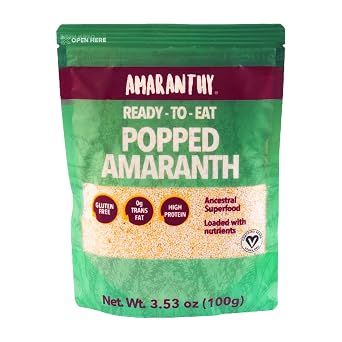 Amaranthy Ready-to-eat Popped Amaranth Bag 3.53 oz - High Protein Grain - Low Calorie - Vegan 1. Popped Bag 3.5 oz.