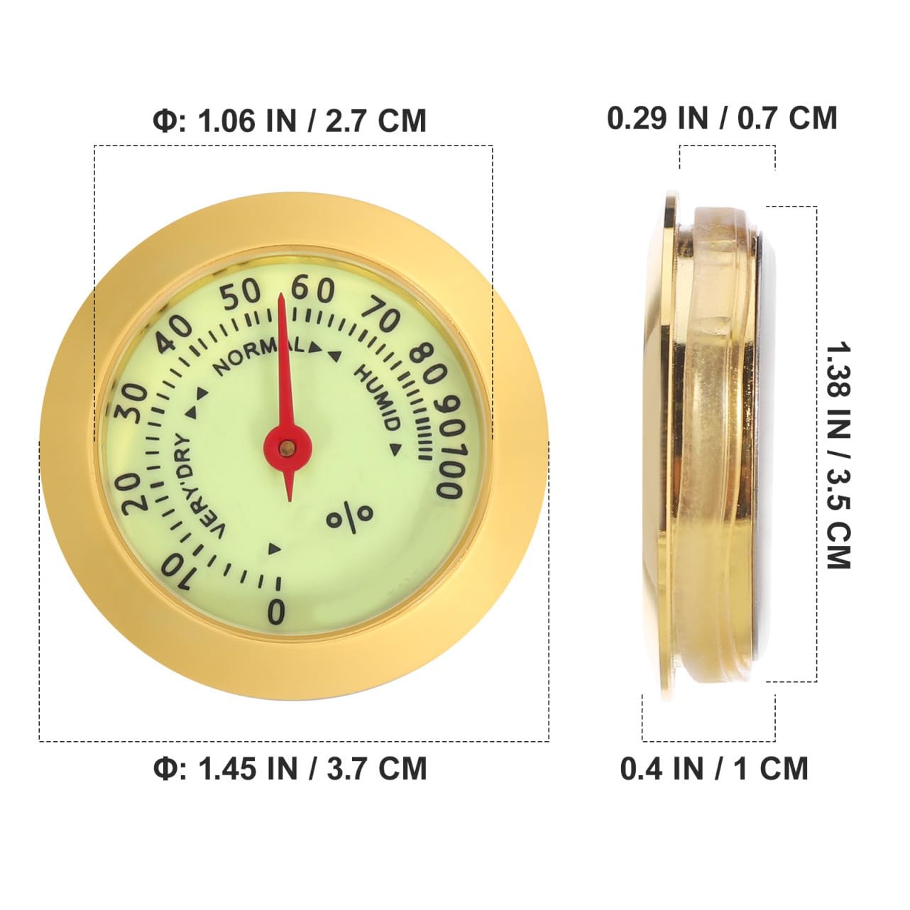 SOIMISS Round Mechanical Cigar Hygrometer Analog Humidor Gauge Small Night Light Accessory for Cigar Box and Guitar Humidors