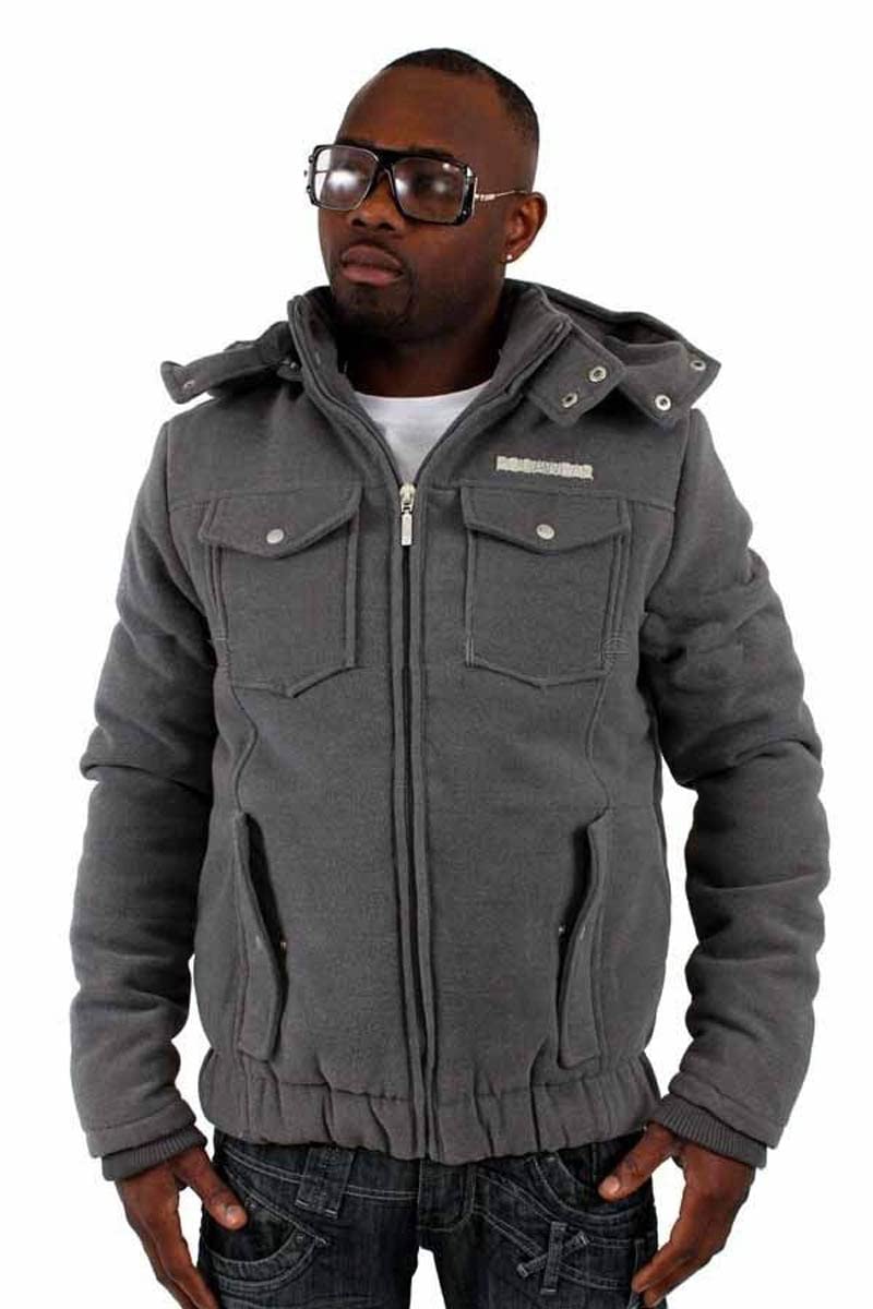 GenericRocawear Winter Padded Warm Hooded Bomber Men's Jacket, Grey