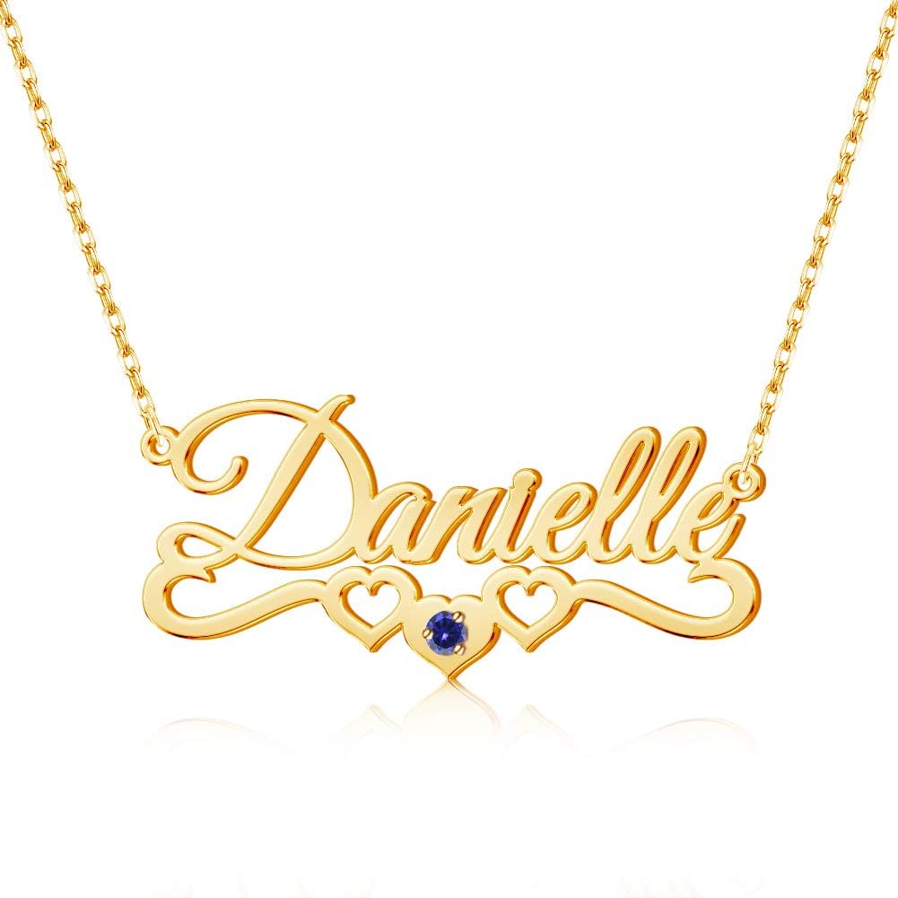 MeMoShe Personalized Name Necklace with Cuban/Figaro Chain, Dainty Customized Nameplate Necklaces for Women Men Custom Jewelry Christmas Birthday Gifts