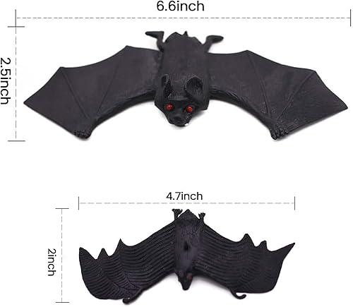Miniatura 3 de BigOtters 12 murciélagos de Halloween, murciélagos de vampiro colgantes de goma para fiesta de Halloween, día de los inocentes, decoración de casa
