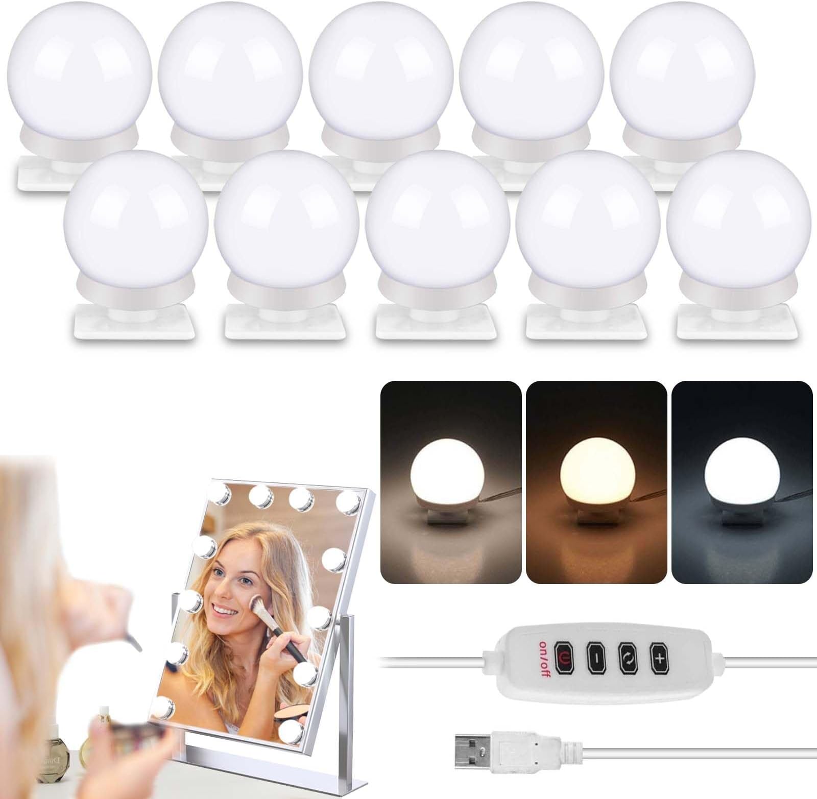 Lampe De Miroir à 10 LED, 3 Couleurs, Style Hollywood, éclairage De Maquillage, éclairage De Vanité, Pour Miroir De Salle De Bain | Leroy Merlin