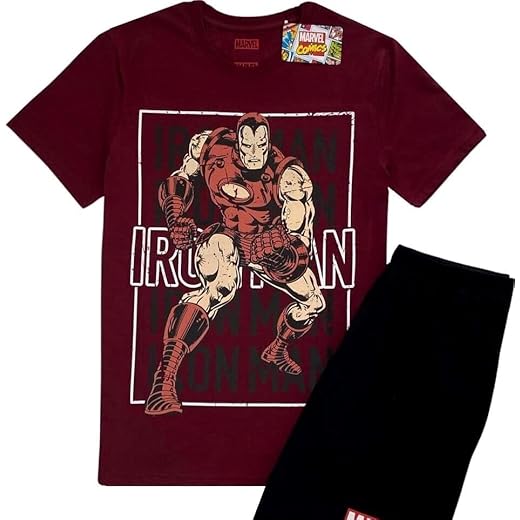 Marvel Avengers Hombre Pijama Corto (Roja,S)