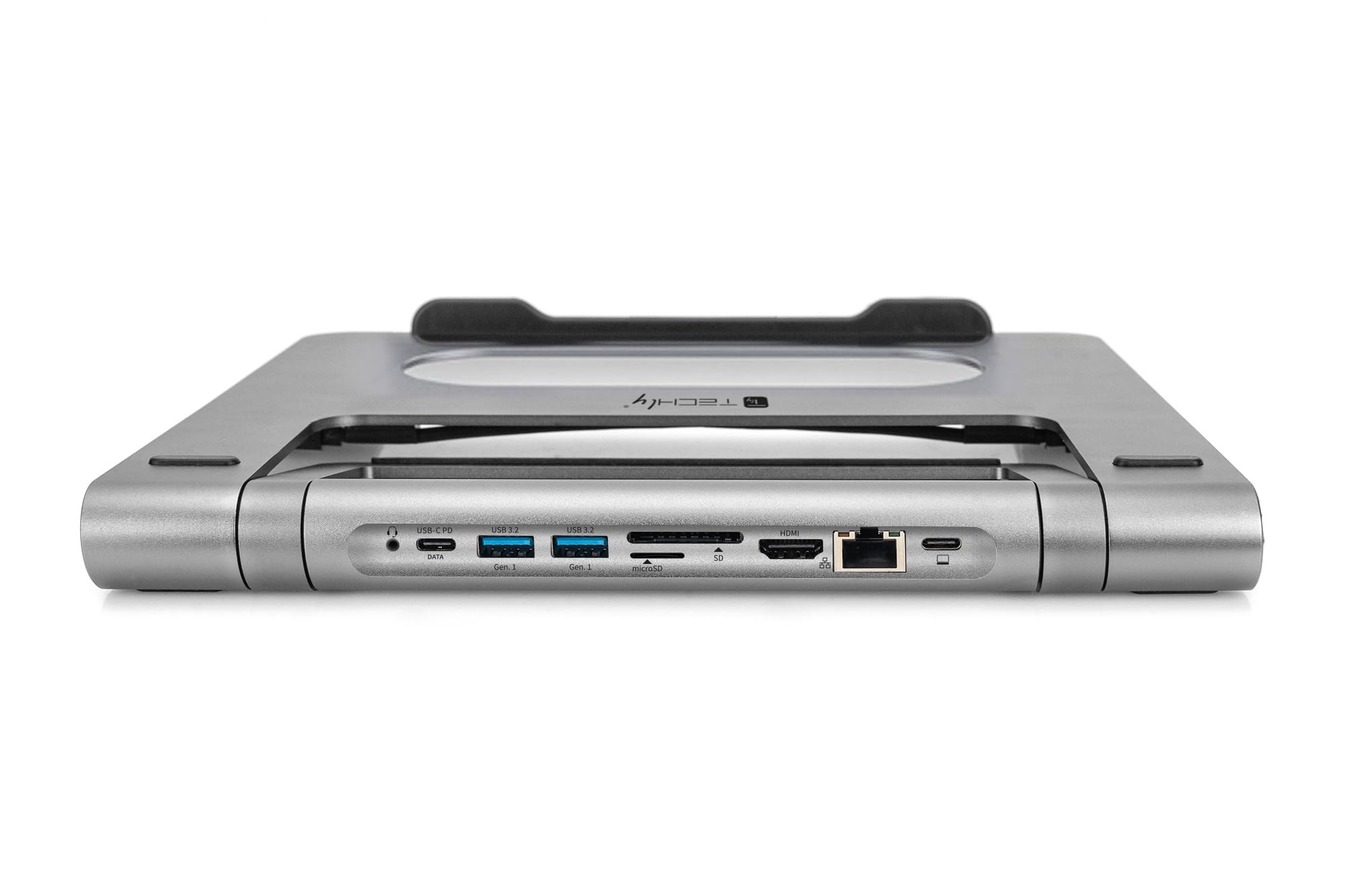 Techly 368314 Docking Station USB-C™ 9 in 1 Hub USB3.2 Stand per Notebook Pieghevole Silver