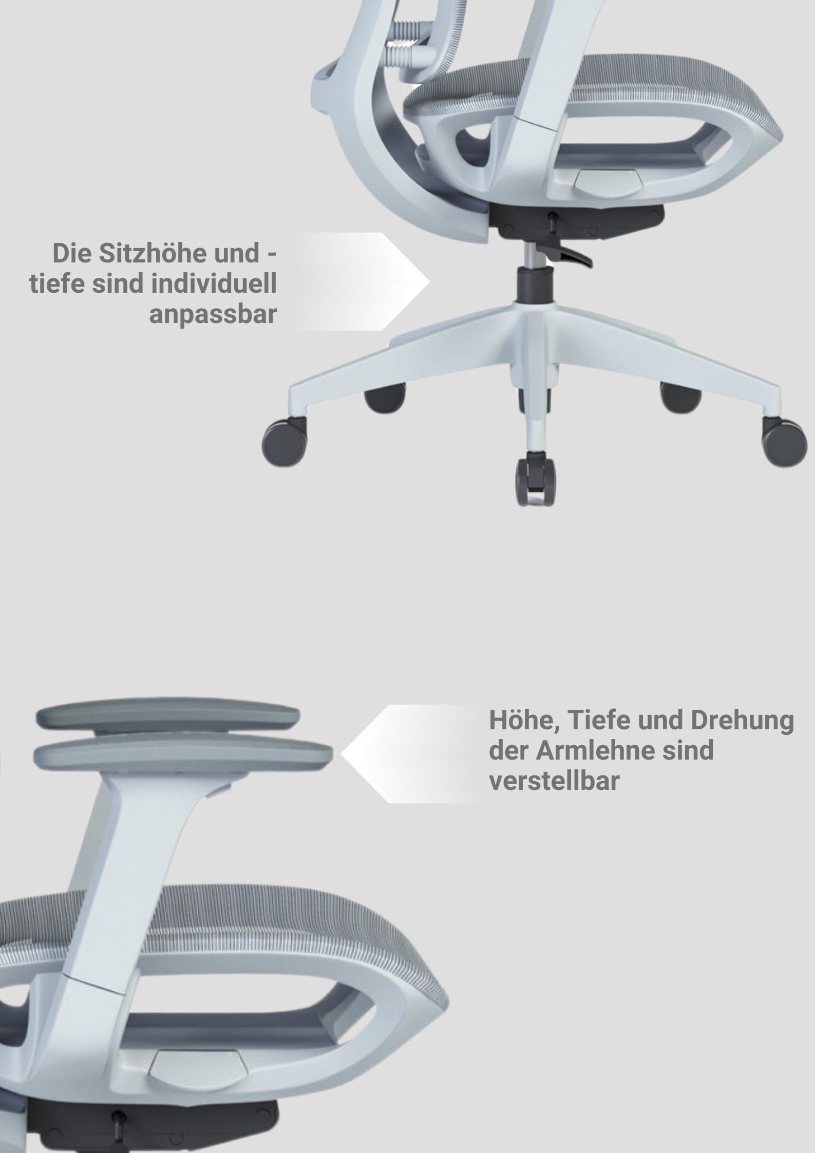 SEG Ergonomischer Bürostuhl mit Liegefunktion – Verstellbare Rückenlehne bis 135°, Höhenverstellbar, Drehstuhl mit Fußstütze, Bequemer Schreibtischstuhl für Home Office & Gaming
