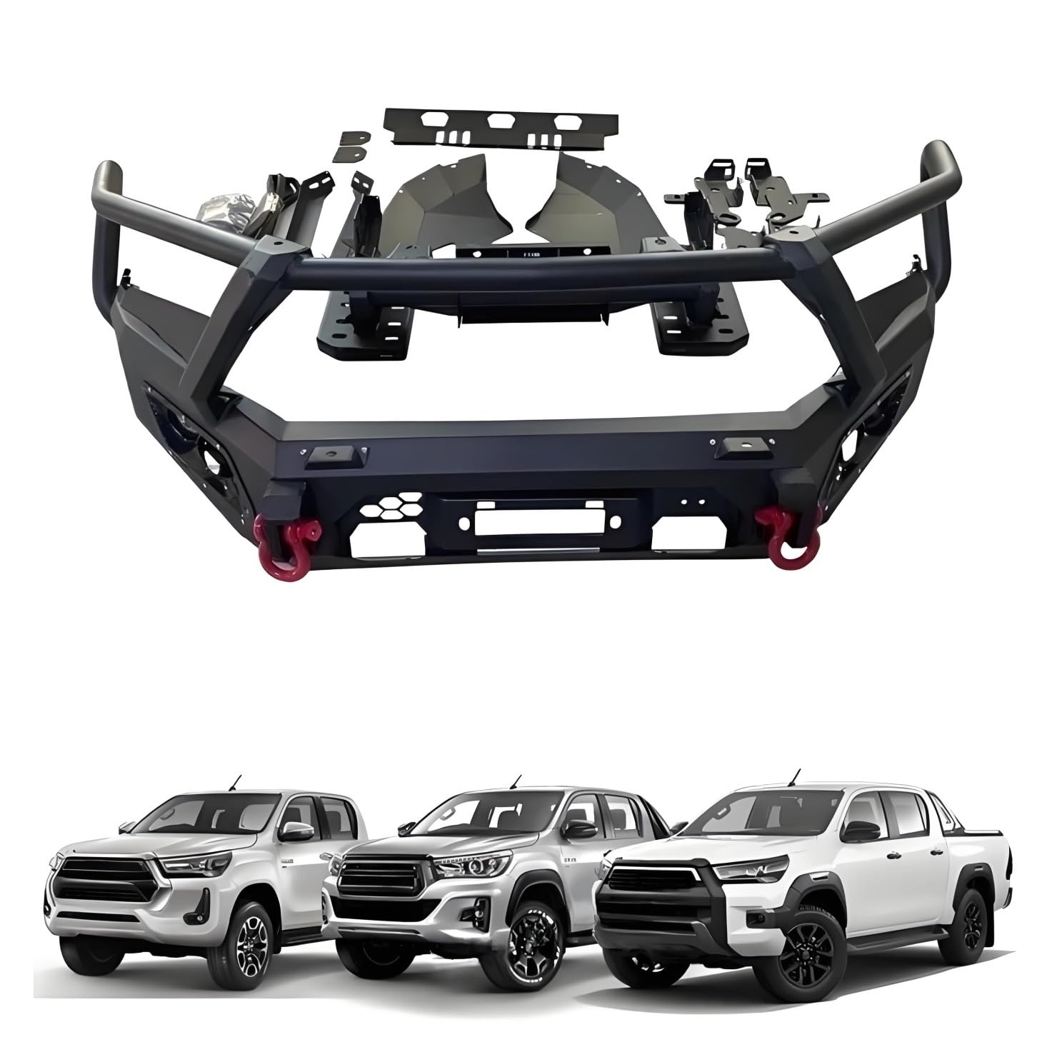 OZTSR 4x4 Off Road Bull Bar Front Bumper Replacement Compatible for Toyota Hilux 2016-2023 Heavy Duty Steel Ranch Hand Winch Bumper and Bumper Delantero Designed for Ultimate Durability and Style