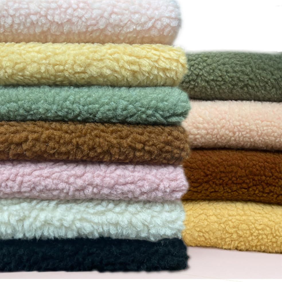 19 Colors Stretch Sherpa Fabric Short Pile Faux Fur Plush Fabric 160x50cm 63''x20'' for Sewing Winter Garments, Coats, Designing Quilted DIY Crafts(Color:2GRAY)
