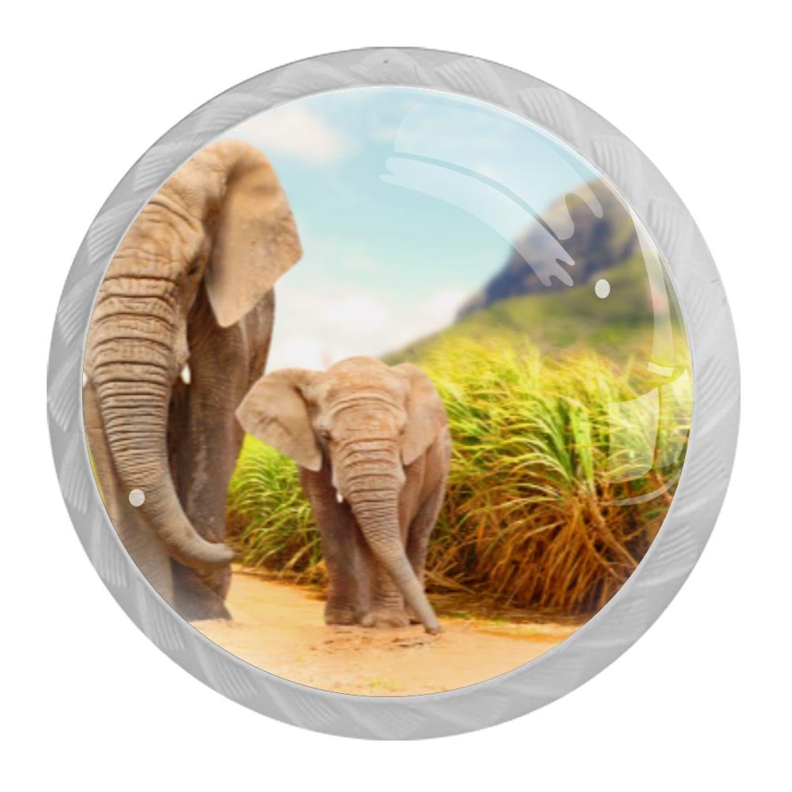 Tqmspg 4 Pieces Drawer Pulls Elephants Mom Door Knobs Dresser Handles for Kitchen Wardrobe Cupboard Hardware Furniture