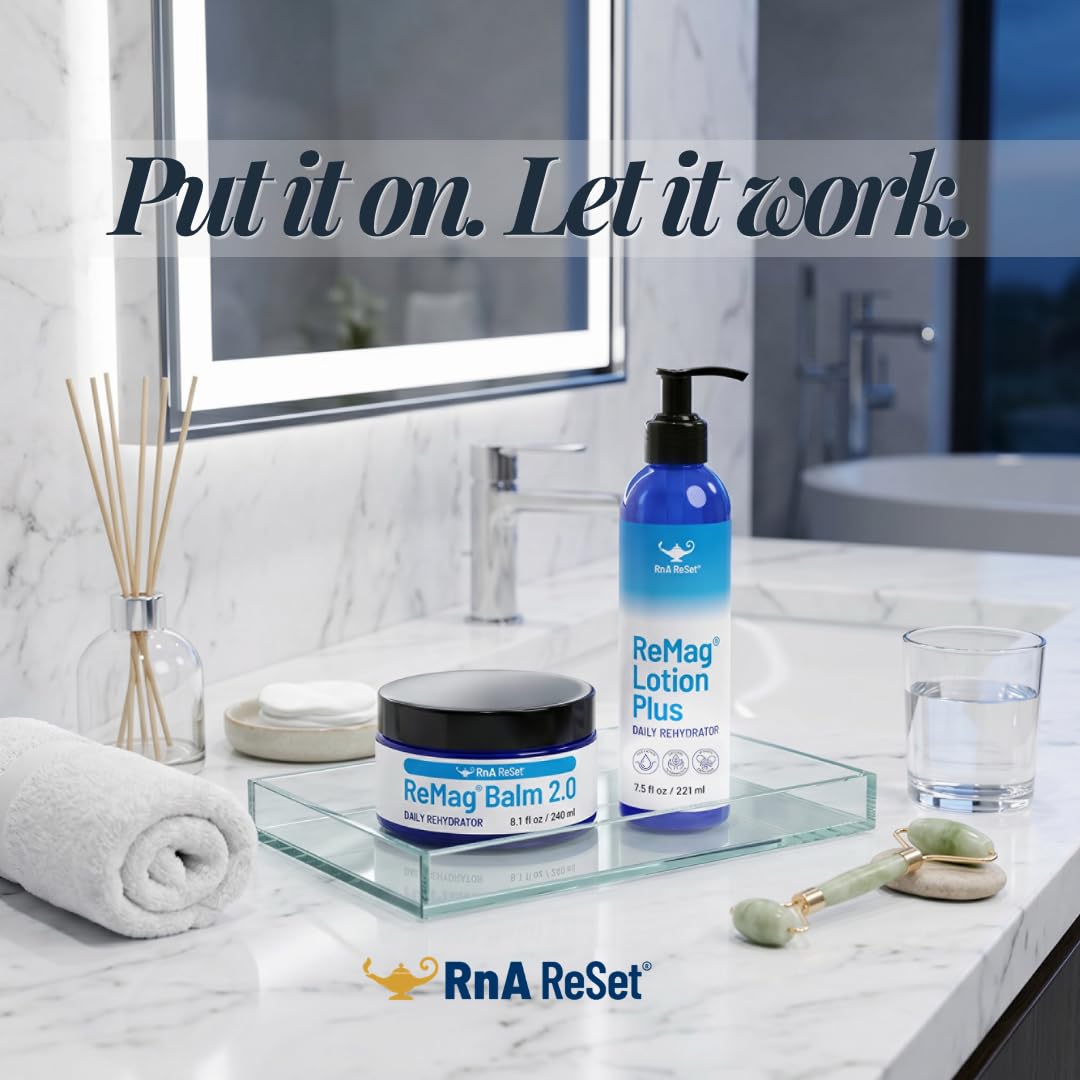 RnA ReSet ReMag Lotion Magnesiumlotion, 220 ml | Täglicher ReHydrator, Seidig glatte topische Magnesiumlotion, Besser als Öl, Kein brennendes Gefühl oder Flecken