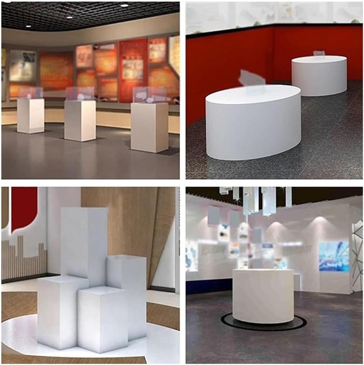 Portable White Display Pedestal Stand - Square Wedding Dessert Table Riser, Cube Pillars for Sculpture Exhibitions & Party Decorations (15.7"x15.7"x7.9")