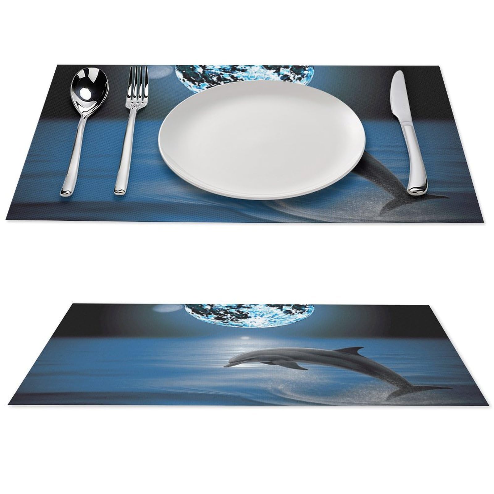 Set de table PVC dauphin lune lavable et résistant pour cuisine
