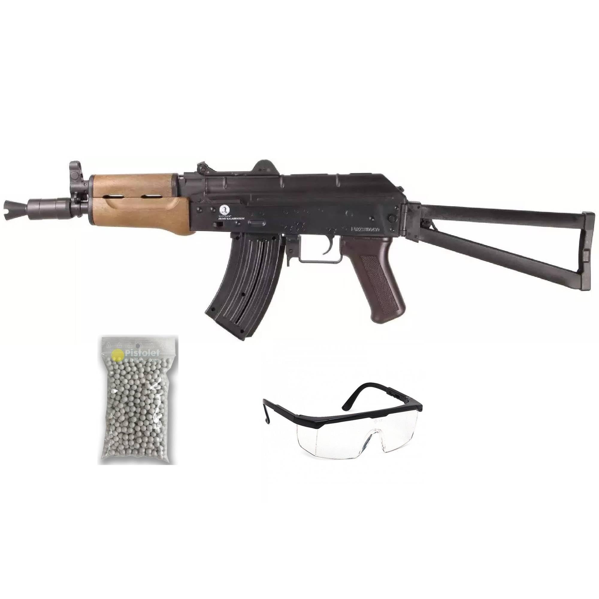 Pack Rifle Kalashnikov AKS-74U Airsoft/Material: plástico de Alta Resistencia/Potencia 0,7 Julios/Se suministra con Accesorios