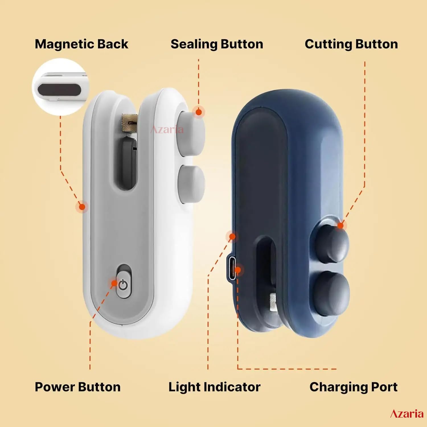 Azaria Portable Mini Sealing Machine, Handheld Packet Sealer, portable sealing machine, packet sealer for Food, Snacks, Chips, Fresh Storage, Plastic Bags Sealing Machine, 1 YEAR Warranty 2