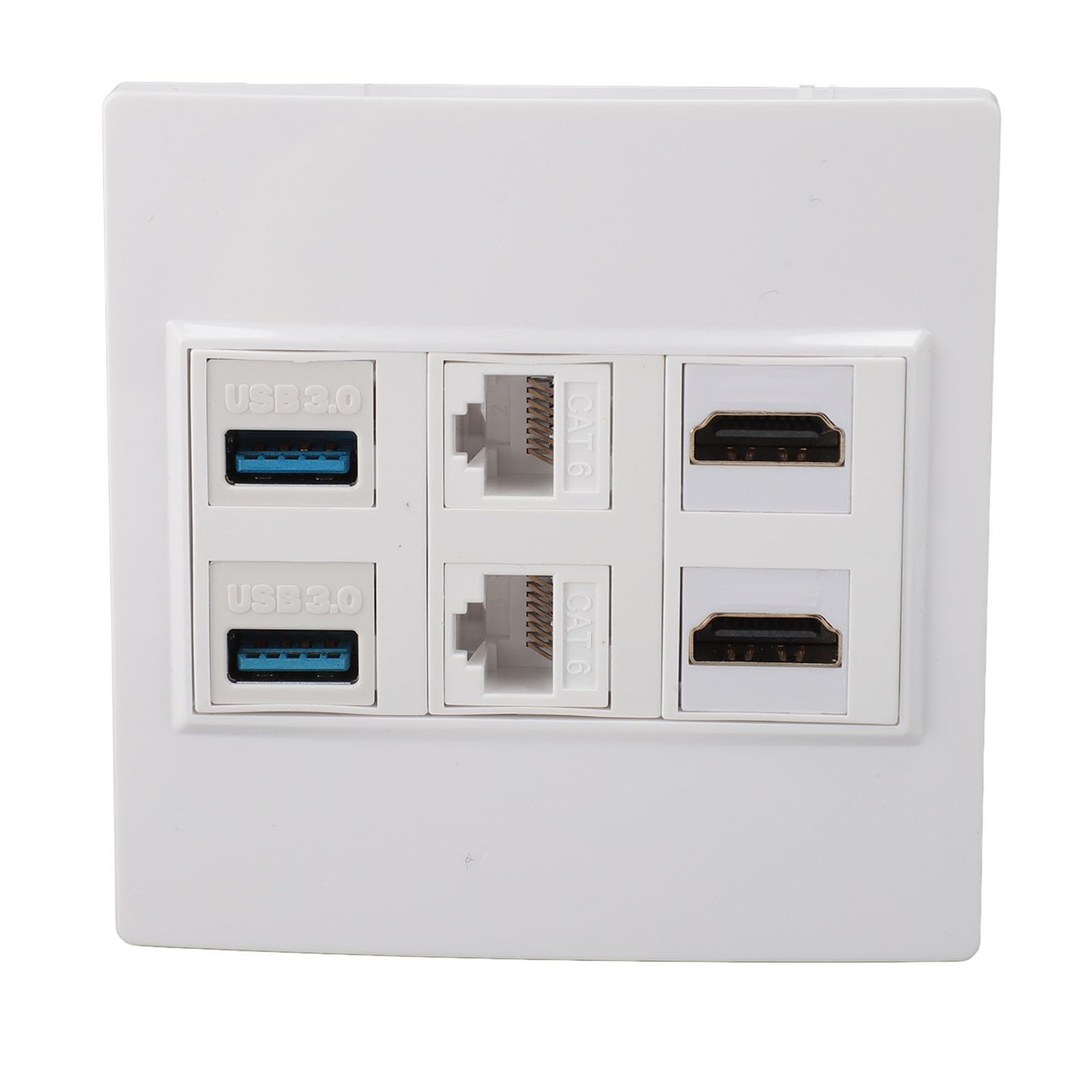 VBESTLIFE Placa de Pared HDMI RJ45, Placa de Pared con Salida USB HDMI de 6 Puertos, 2 Conectores HDMI, 2 Ethernet Cat6 RJ45 y 2 Conectores USB 3.0, para Placa Frontal, Color