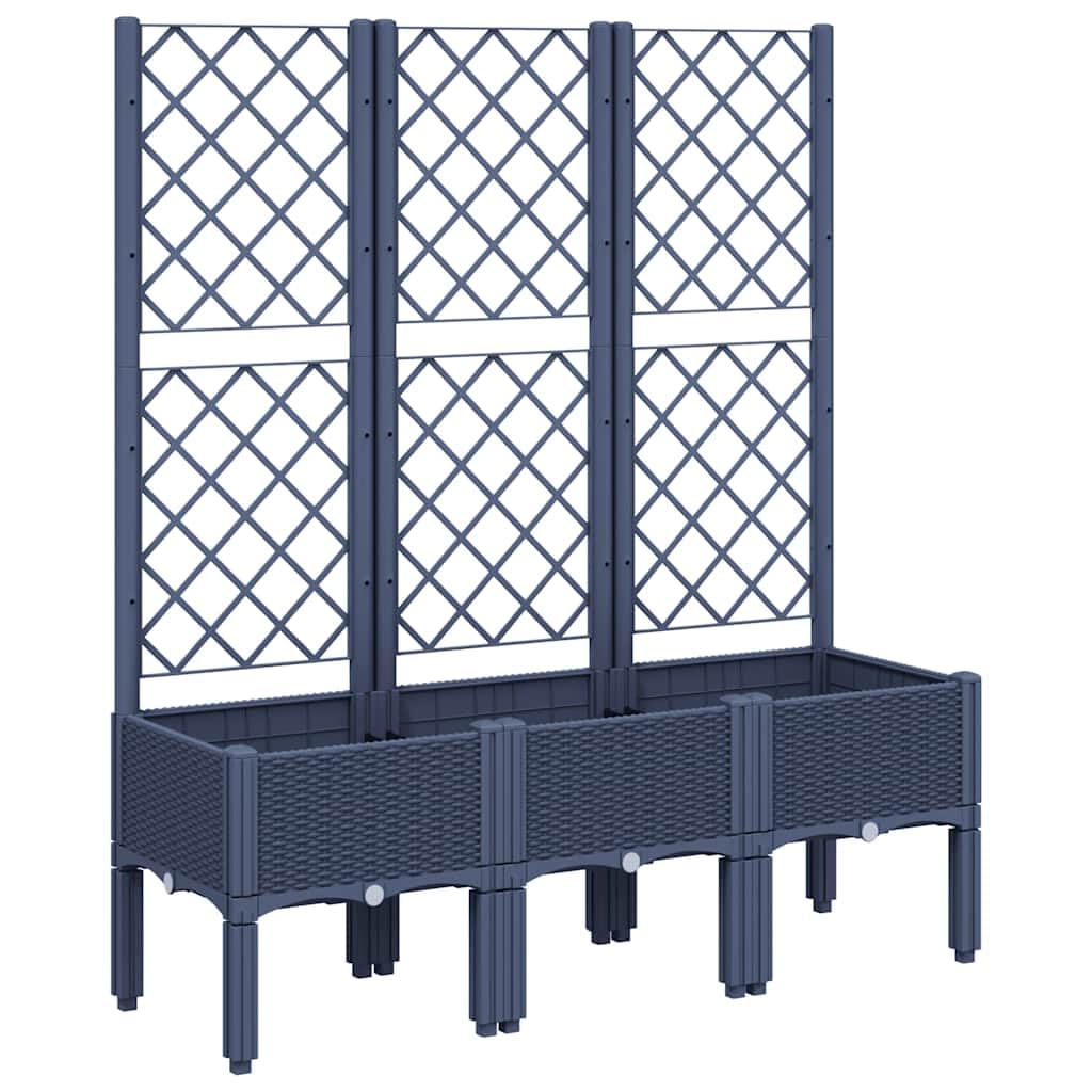 vidaXL Garden Planter with Trellis, Plant Pot for Patio Balcony, Flower Pot for Flower Herb Plant Vegetables, Outdoor Planter Box, Blue Grey PP