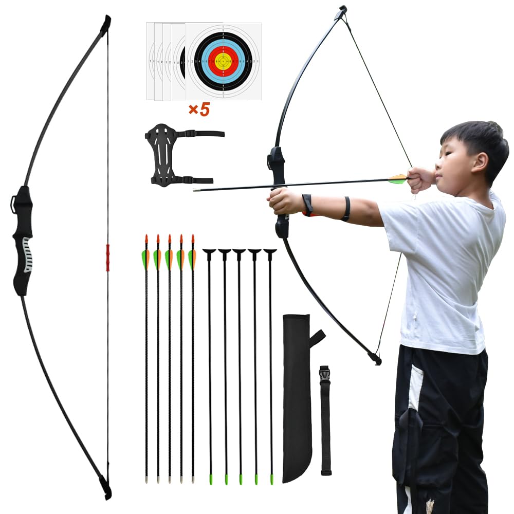 Bow and Arrow for Teens Beginner Archery Set for Youth Bow and Arrow Shooting Practice Backyard and Outdoor Archery Training Middle School Boy and Girl Gifts