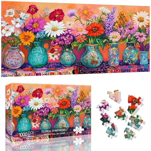 VAIIEYO Fleur Puzzle 1000 Pieces, Puzzle Adulte Vase, Adultes et Enfants à Partir de 14 Ans, Activité Familiale Stimulante, écoration Murale de la Maison,...