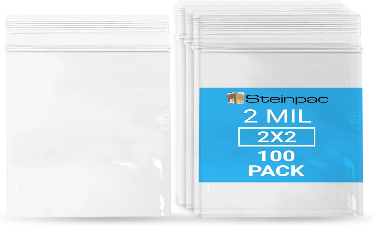 Steinpac Zip Poly Bags 2x2 100 pcs Clear Resealable
