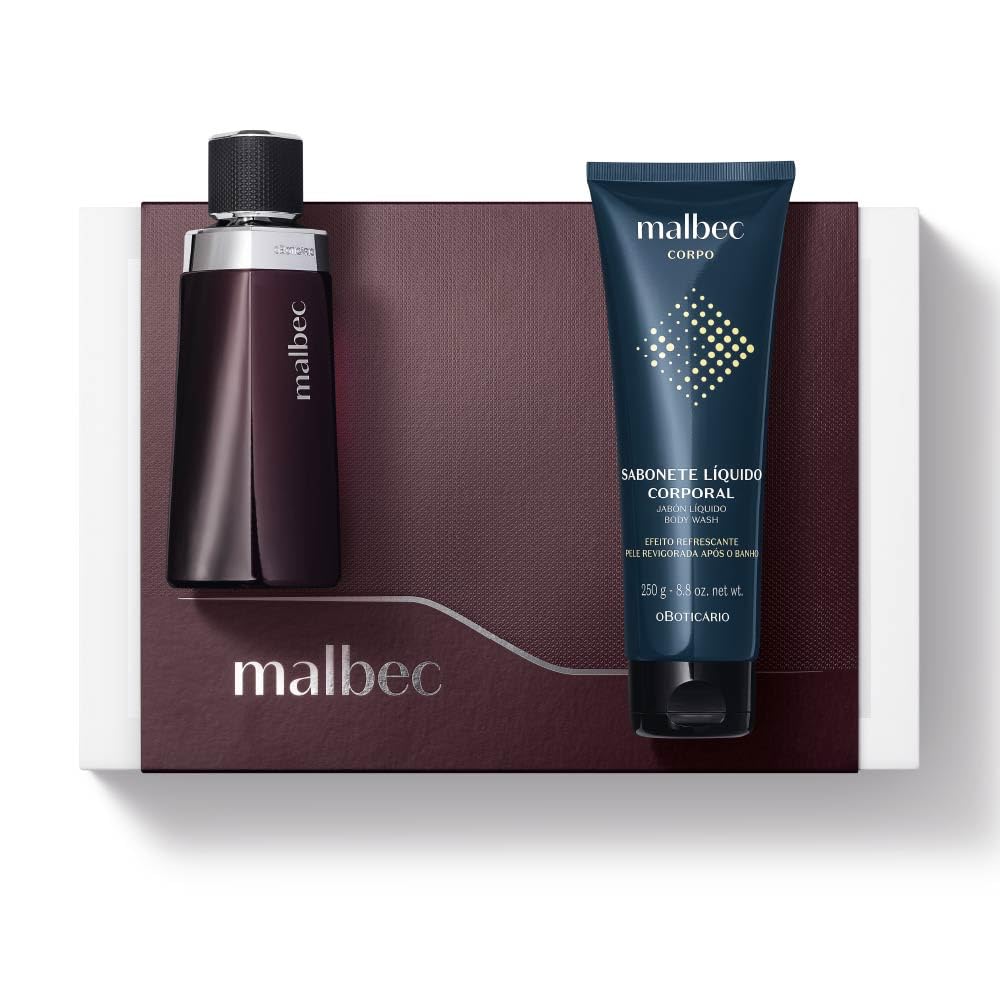 O Boticário | Malbec | Cofre Regalo Hombre | Perfume EDT + Gel Ducha | Cofre Regalo Hombre | Malbec Perfume EDT 100ml + Gel de Ducha 250g | Alcohol vínico | Vegano